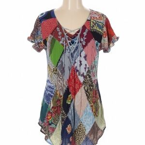 Patchwork Festival Boho Multicolor Women's Top